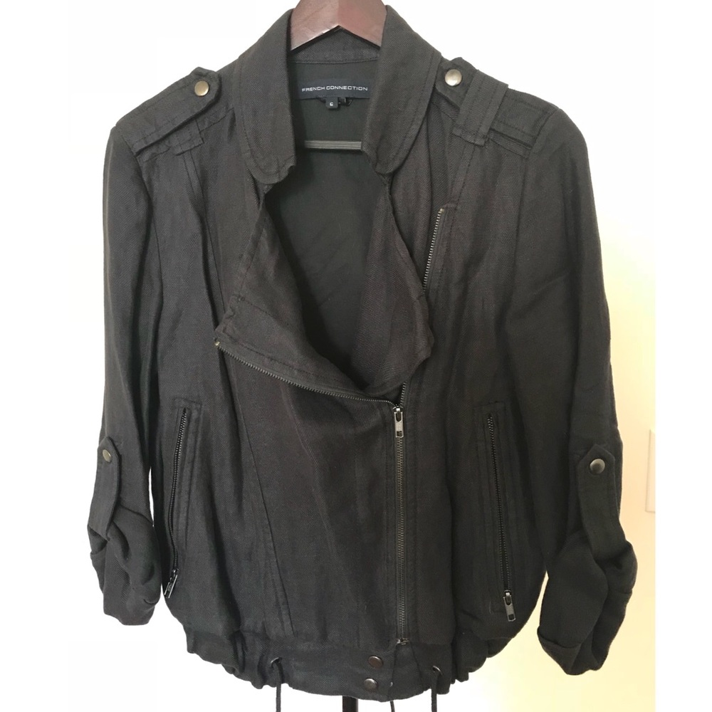 French Connection Linen Zipper Jacket